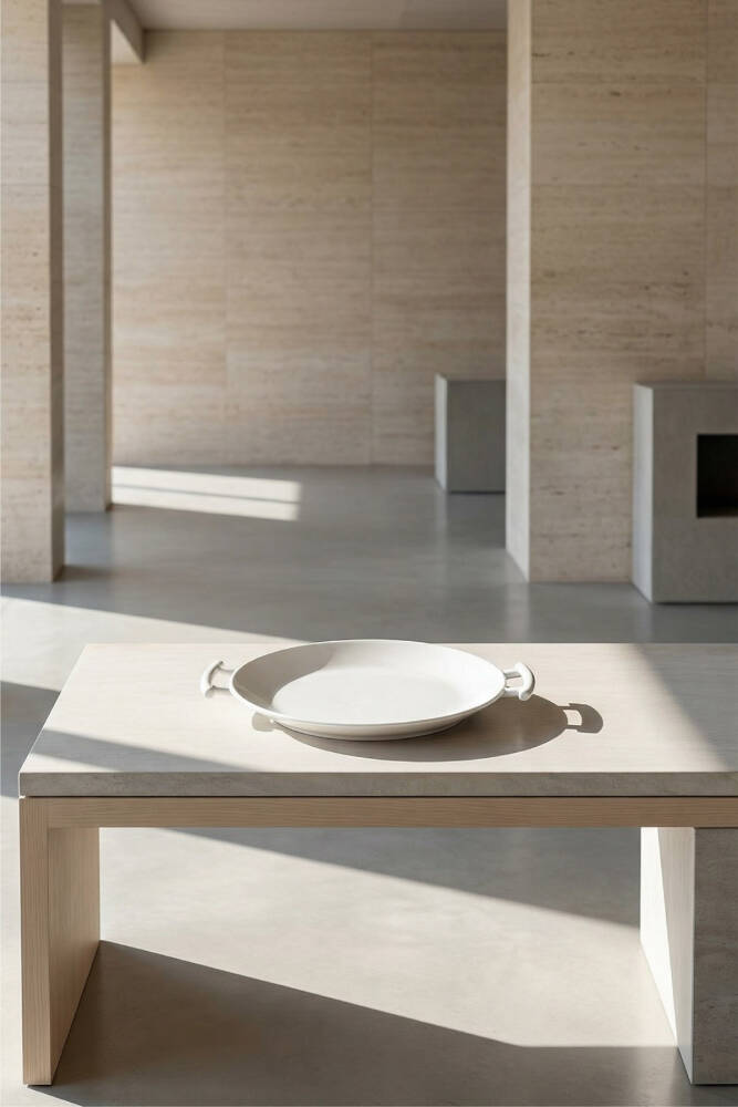 Bianco Perla Round Handle Service Plate - 29 Cm - 3