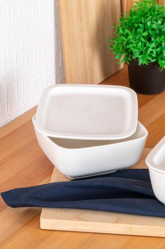 Bianco Perla Square Bowl With Lid - 16.5 Cm - 4