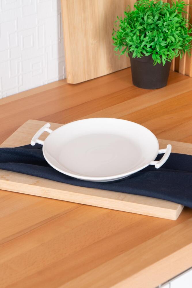 Bianco Perla Yuvarlak Kulplu Servis Tabak - 22.5 cm - 1