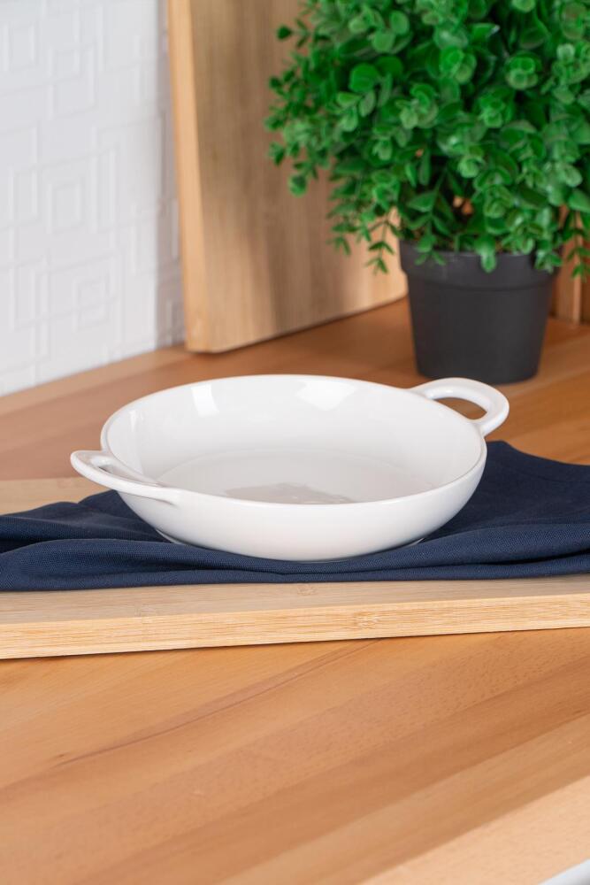 Bianco Perla Yuvarlak Kulplu Sunum Tabak - 25 cm - 1