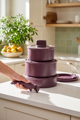 BioBerry 9 Parça Pişir Sakla Tencere Seti - 6