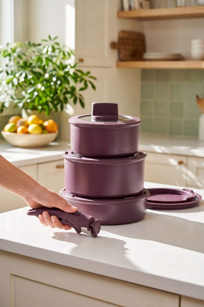 BioBerry 9 Parça Pişir Sakla Tencere Seti - 6