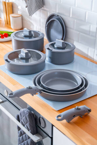 BioGrey 13 Parça İndüksiyon Uyumlu Tencere & Tava Seti - Acar