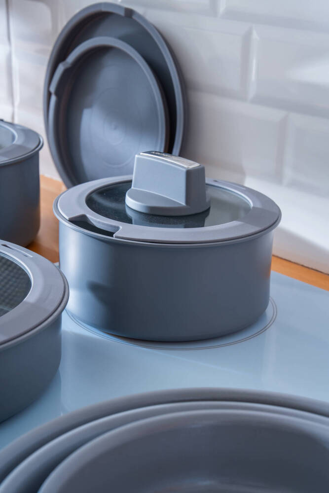 BioGrey 13 Parça İndüksiyon Uyumlu Tencere & Tava Seti - 3