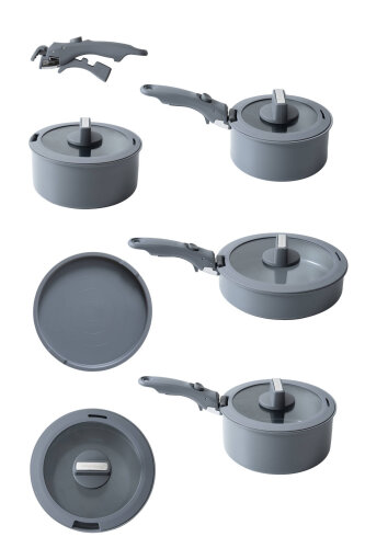 BioGrey 9 Parça Pişir Sakla Tencere Seti - 10