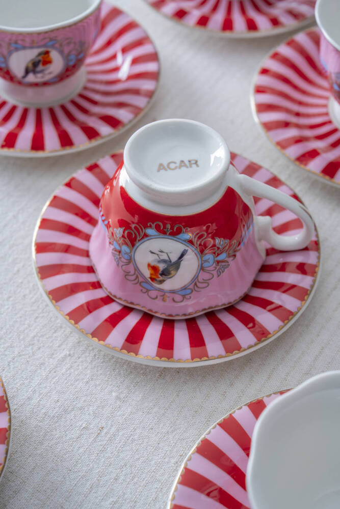 Birdie 6 Kişilik Porselen Kahve Fincan Takımı - 90 ml - 5