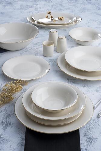 Blake 60 Piece Porcelain Dinner Set For 12 People - Gold - Acar