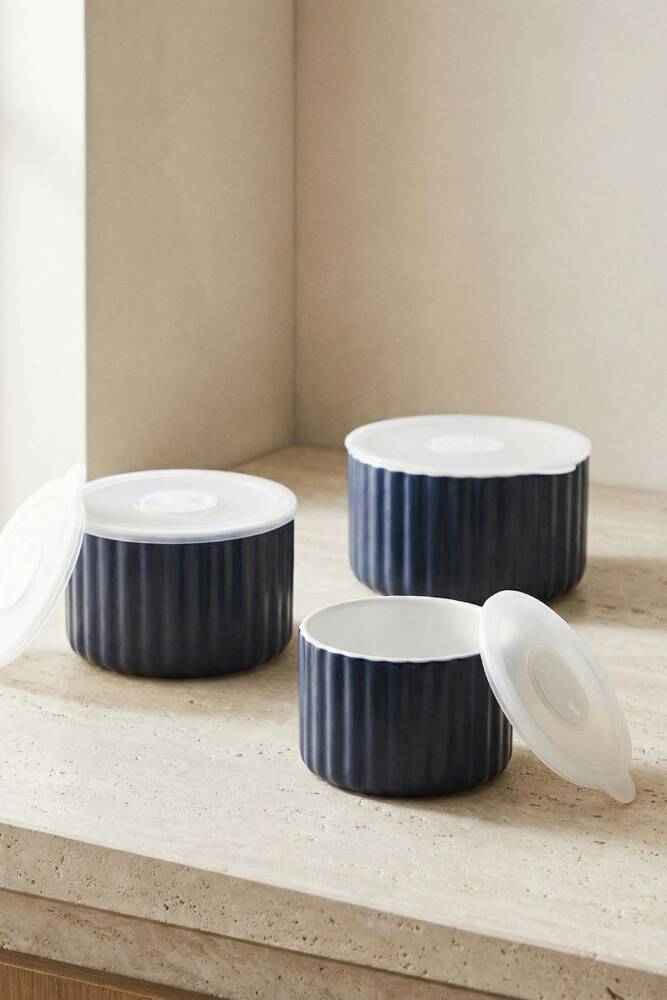 Blush 3 lü Kapaklı Saklama Kabı - 10/13/15 cm - 3