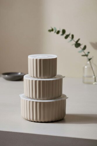 Blush 3 lü Kapaklı Saklama Kabı - 10/13/15 cm - Acar