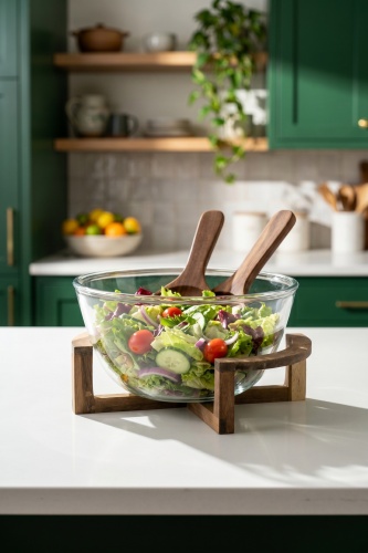 Bosco Akasya Salata Servis Kasesi & Çatal Kaşık - 2700 ml - 2