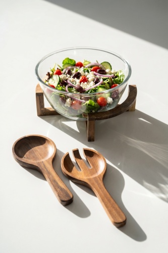 Bosco Akasya Salata Servis Kasesi & Çatal Kaşık - 2700 ml - 4