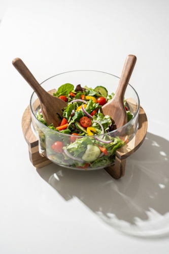 Bosco Akasya Salata Servis Kasesi & Çatal Kaşık - 4000 ml - 2