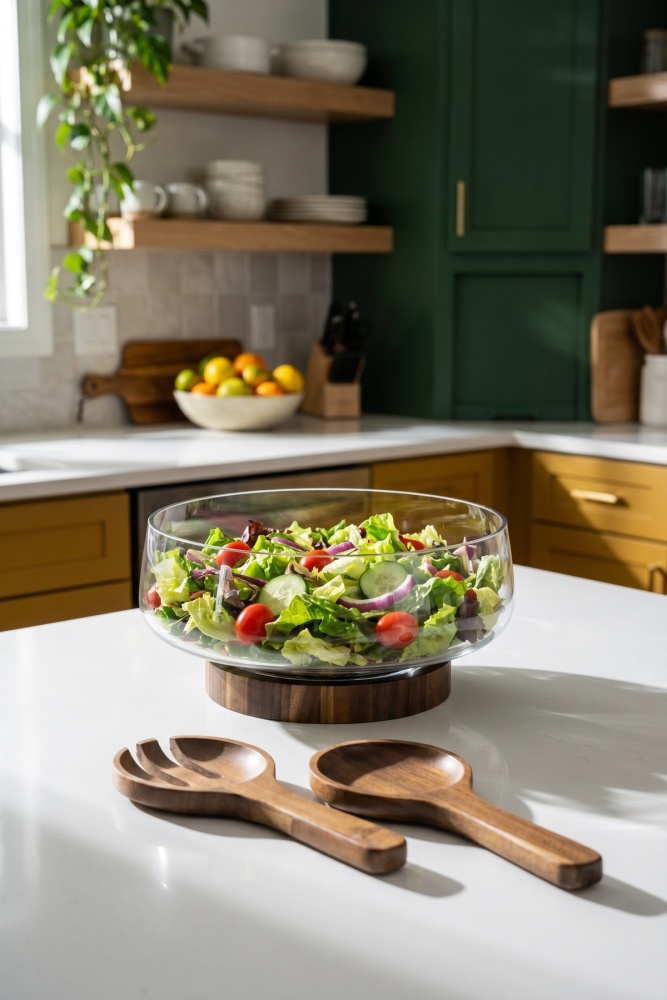 Bosco Akasya Salata Servis Kasesi & Çatal Kaşık - 4300 ml - 1