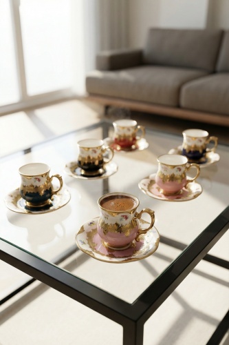 Braxton 6 Kişilik Porselen Kahve Fincan Takımı - 90 ml - 1
