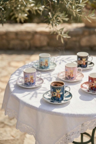 Bruna 6 Kişilik Porselen Kahve Fincan Takımı - 110 ml - Acar