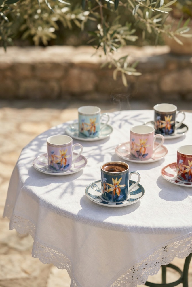 Bruna 6 Kişilik Porselen Kahve Fincan Takımı - 110 ml - 1