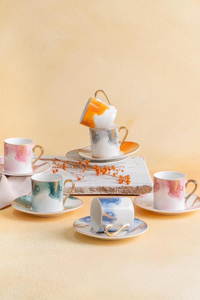 Brush 6 Porcelain Coffee Cup Set - 1