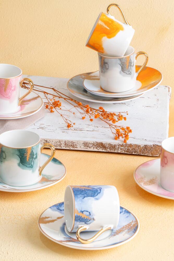 Brush 6 Porcelain Coffee Cup Set - 4