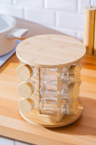 Calix Bambu Döner Mekanizmalı 12 li Baharatlık Takımı - 