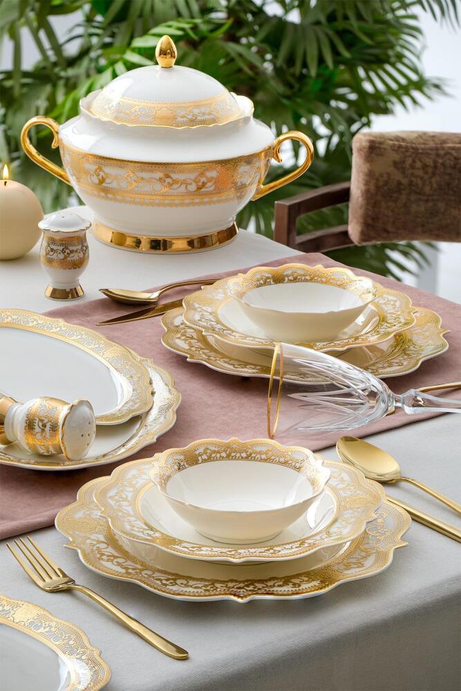Camilla 60 Piece Gold Porcelain Dinner Set For 12 People - 4