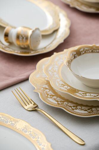 Camilla 60 Piece Gold Porcelain Dinner Set For 12 People - 5