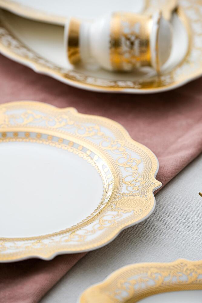 Camilla 60 Piece Gold Porcelain Dinner Set For 12 People - 6