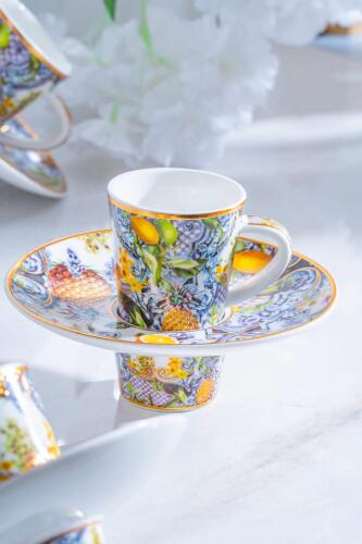 Capri 6 Kişilik Porselen Kahve Fincanı Takımı - 90 ml - Acar