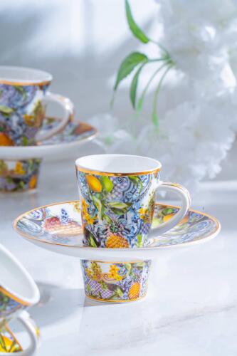 Capri 6 Kişilik Porselen Kahve Fincanı Takımı - 90 ml - 8
