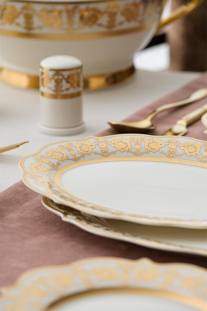 Caroline 60 Parça 12 Kişilik Gold Porselen Yemek Takımı - 6
