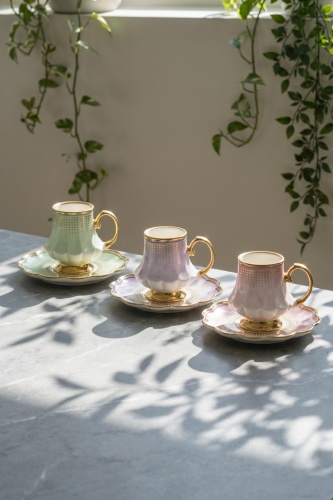 Cassandra 6 Kişilik Porselen Kahve Fincan Takımı - 100 ml - 2