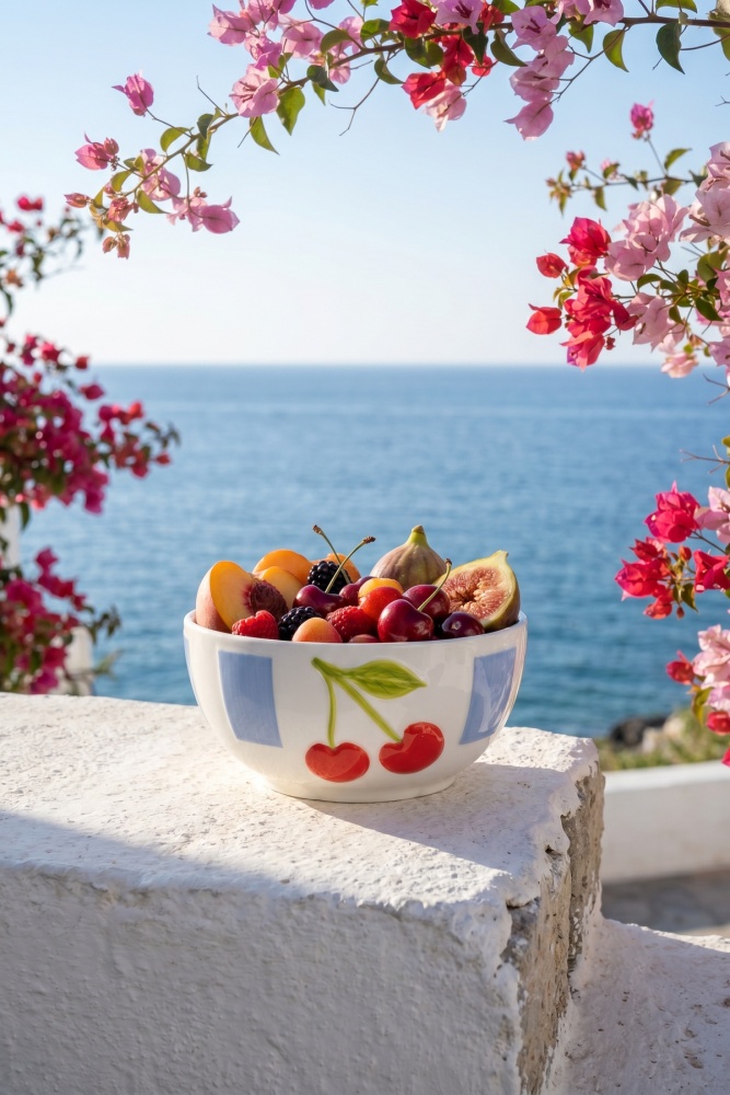 Cherry Much 6 Kişilik 7 Parça Porselen Kase Seti Mavi - 2