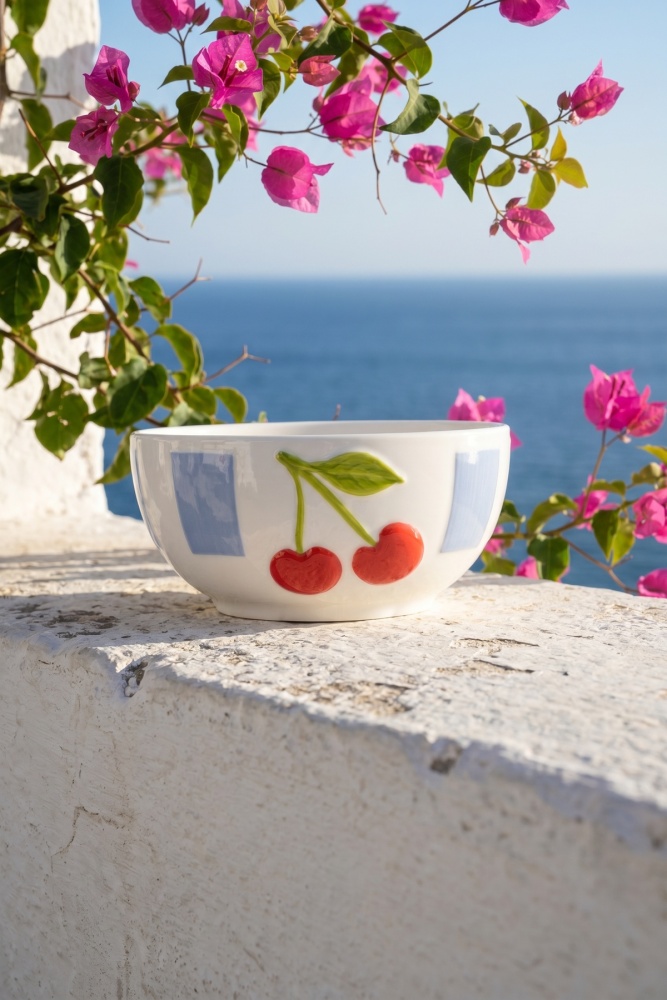 Cherry Much 6 Kişilik 7 Parça Porselen Kase Seti Mavi - 4