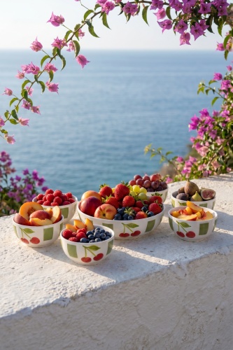 Cherry Much 6 Kişilik 7 Parça Porselen Kase Seti Yeşil