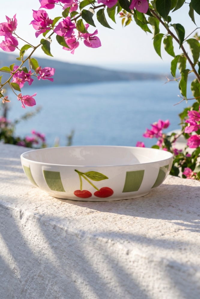 Cherry Much 6 Kişilik 7 Parça Porselen Kase Seti Yeşil - 3