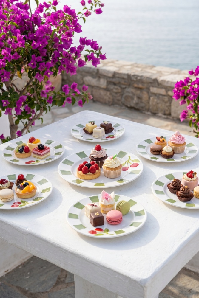 Cherry Much 6 Kişilik 7 Parça Porselen Pasta Servis Seti Yeşil - 1