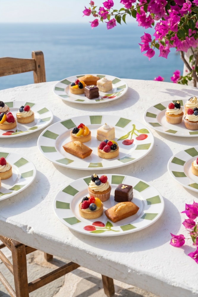 Cherry Much 6 Kişilik 7 Parça Porselen Pasta Servis Seti Yeşil - 2