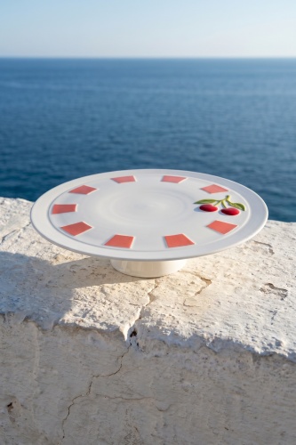Cherry Much Porselen Ayaklı Sunum Standı Turuncu - 34 cm - ACAR