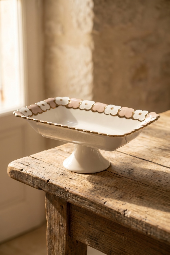 Cleef Ayaklı Dikdörtgen Sunum Tabağı Bej - 30 cm - 1