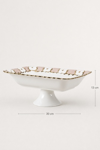 Cleef Ayaklı Dikdörtgen Sunum Tabağı Bej - 30 cm - 2