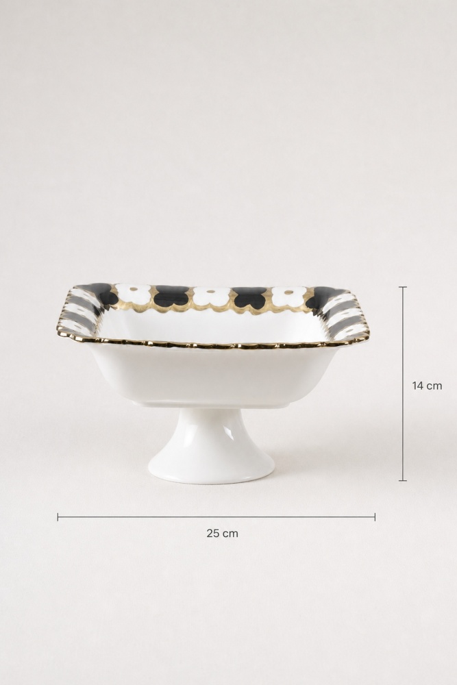 Cleef Ayaklı Kare Sunum Tabağı Siyah - 25 cm - 2