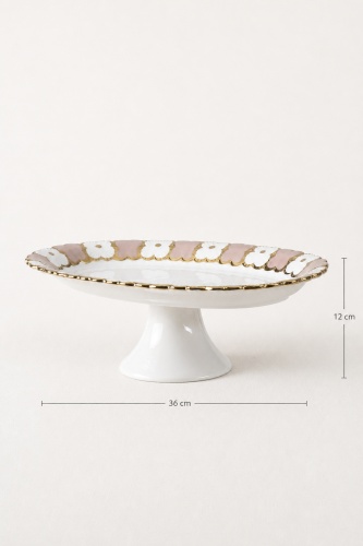 Cleef Ayaklı Oval Sunum Tabağı Bej - 36 cm - 2