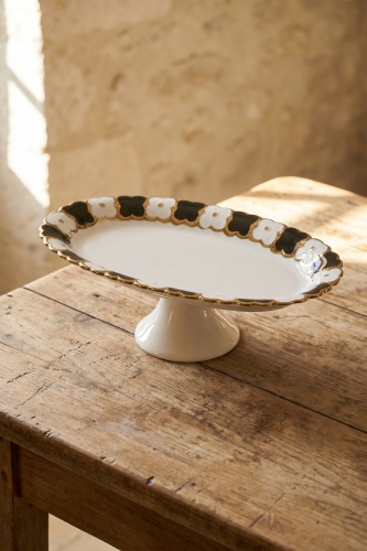 Cleef Ayaklı Oval Sunum Tabağı Siyah - 36 cm - Acar