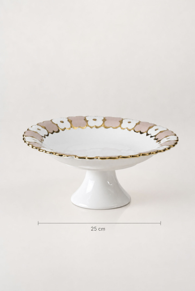 Cleef Ayaklı Yuvarlak Sunum Tabağı Bej - 30 cm - 2