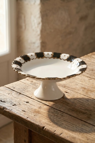 Cleef Ayaklı Yuvarlak Sunum Tabağı Siyah - 30 cm - 1