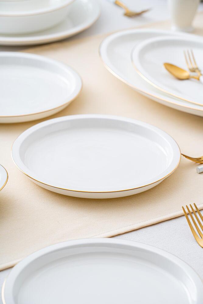 Clemente 57 Piece Gold Porcelain Dinner Set For 12 People - 13