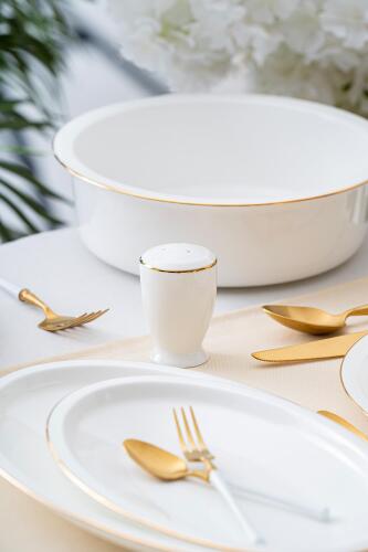Clemente 57 Piece Gold Porcelain Dinner Set For 12 People - 14