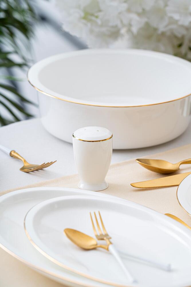 Clemente 57 Piece Gold Porcelain Dinner Set For 12 People - 14