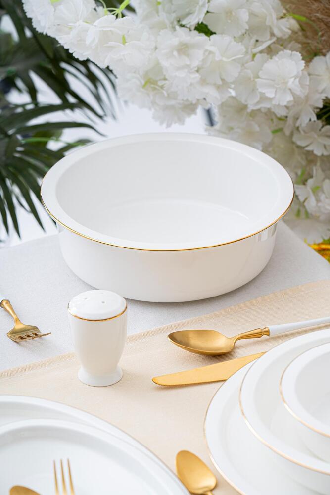 Clemente 57 Piece Gold Porcelain Dinner Set For 12 People - 16