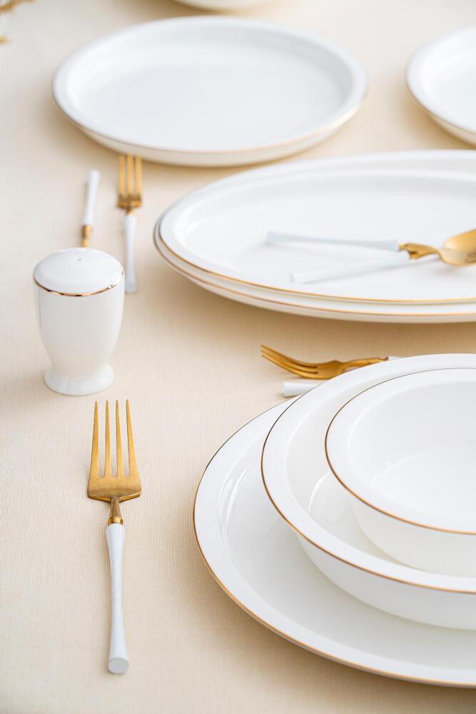Clemente 57 Piece Gold Porcelain Dinner Set For 12 People - 17