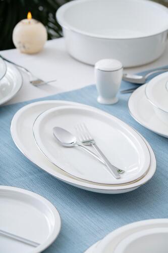 Clemente 57 Piece Silver Porcelain Dinner Set For 12 People - 12